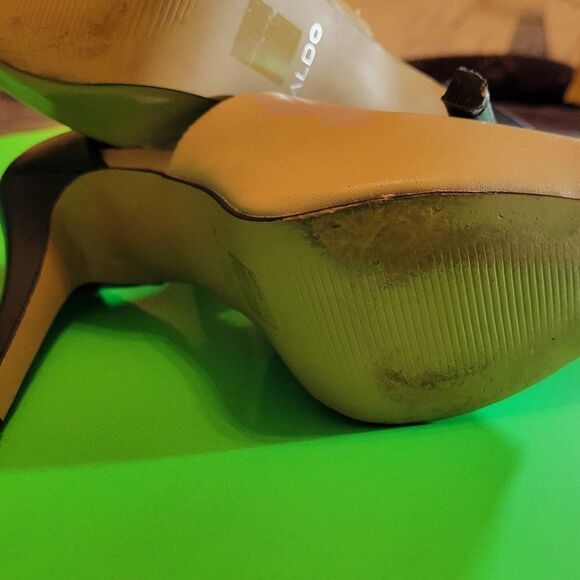 ALDO WOMEN'S LEATHER OPEN TOE ANKLE STRAP SANDAL - Picture 9 of 13